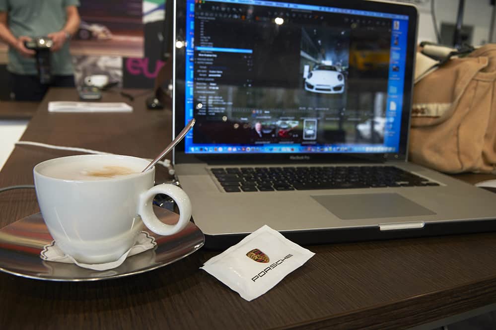 Time for a coffee break - with Porsche sugar sachet! No detail missed.