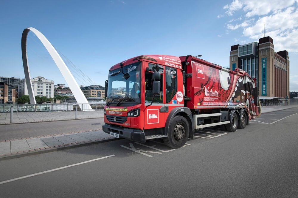Photograph of truck by the Millennium Bridge on Gateshead quayside by CPN members, Critical Tortoise.