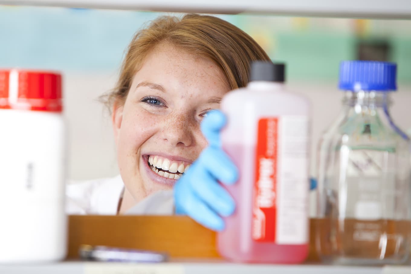 Funny out-take photo, captured at the end of he shoot. The client liked the fun and natural feel within the science lab and used it on their social media.