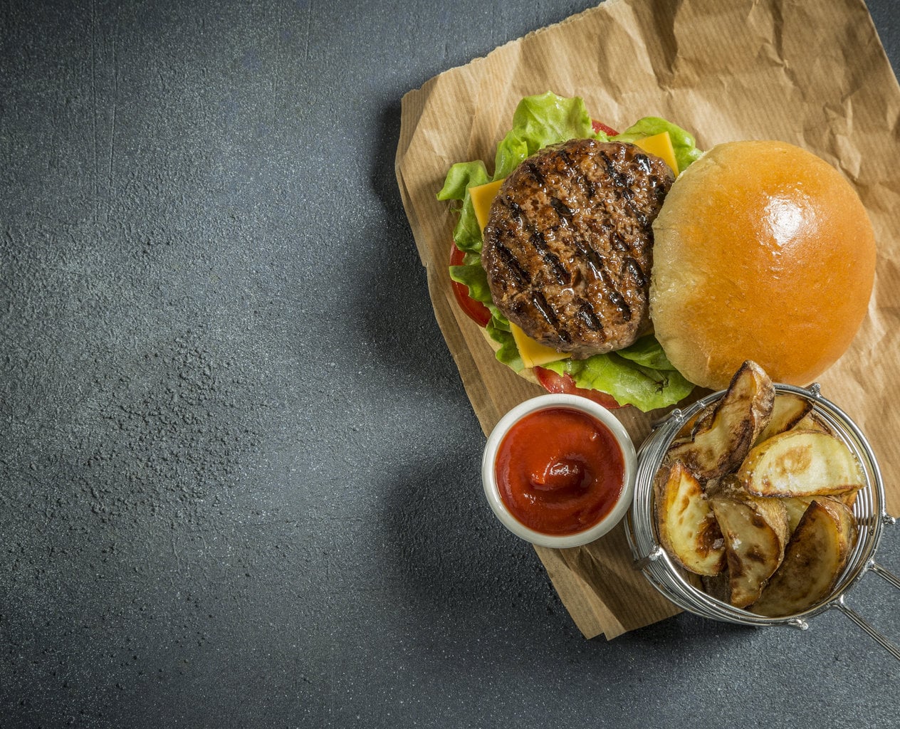 Venison burger - slightly under cooked on the inside so it retains a bit of structure, but perfectly coloured on the outside, again with the hand made griddle marks. Incidentally, the background was a bespoke one made for the designer Gary by a specialist background company - wasn't cheap!!