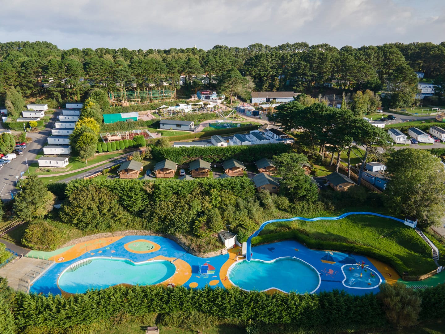Caravan park facilities in context with the whole site showing that everything needed for a great time on holiday is on the site